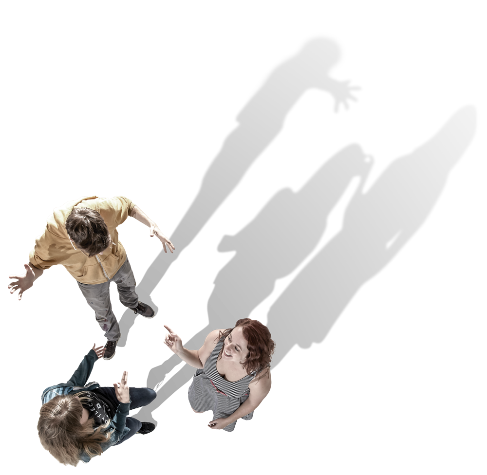 Overhead photo of people chatting